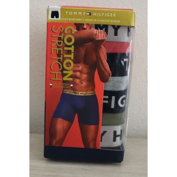 Tommy Hilfiger DR09162629 Men's Sz L Multi Cotton Stretch Boxer Briefs, 4-Pack - Picture 1 of 5